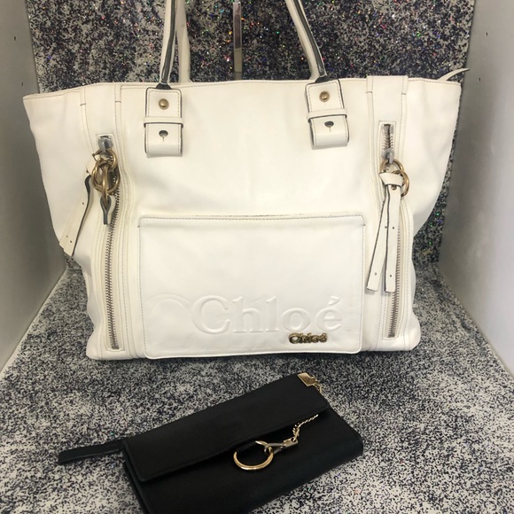 Chloe Handbags - Chloe White Leather Eclipse Tote
